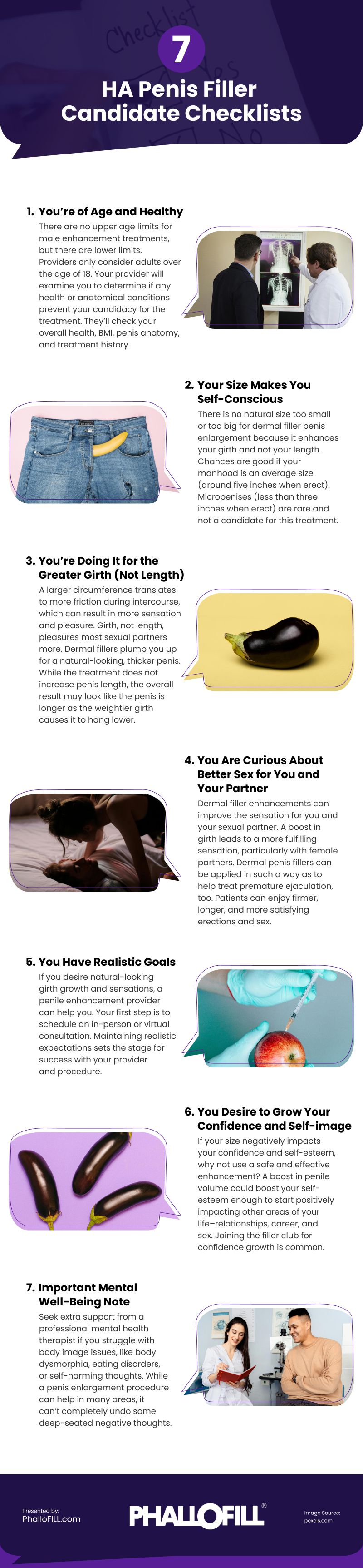 7 HA Penis Filler Candidate Checklists Infographic